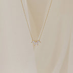 Marquise Diamond Flower Necklace Silver 18K Gold Plated