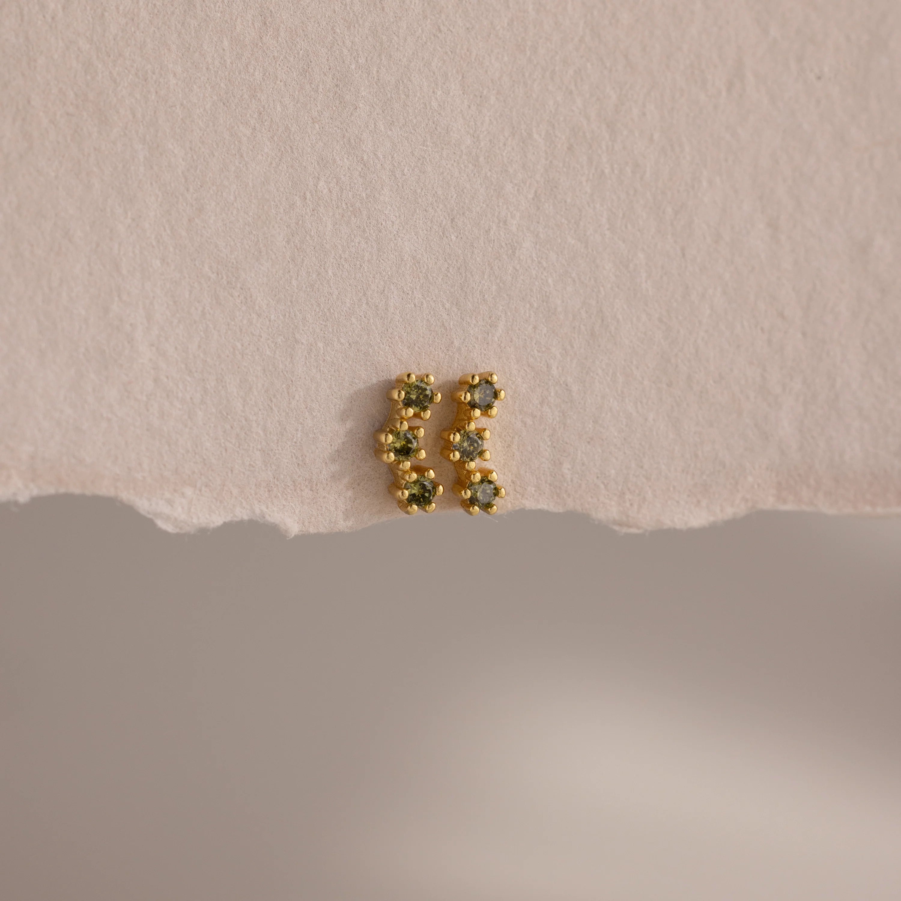 Peridot Cluster Flatback Studs Silver 18K Gold Plated