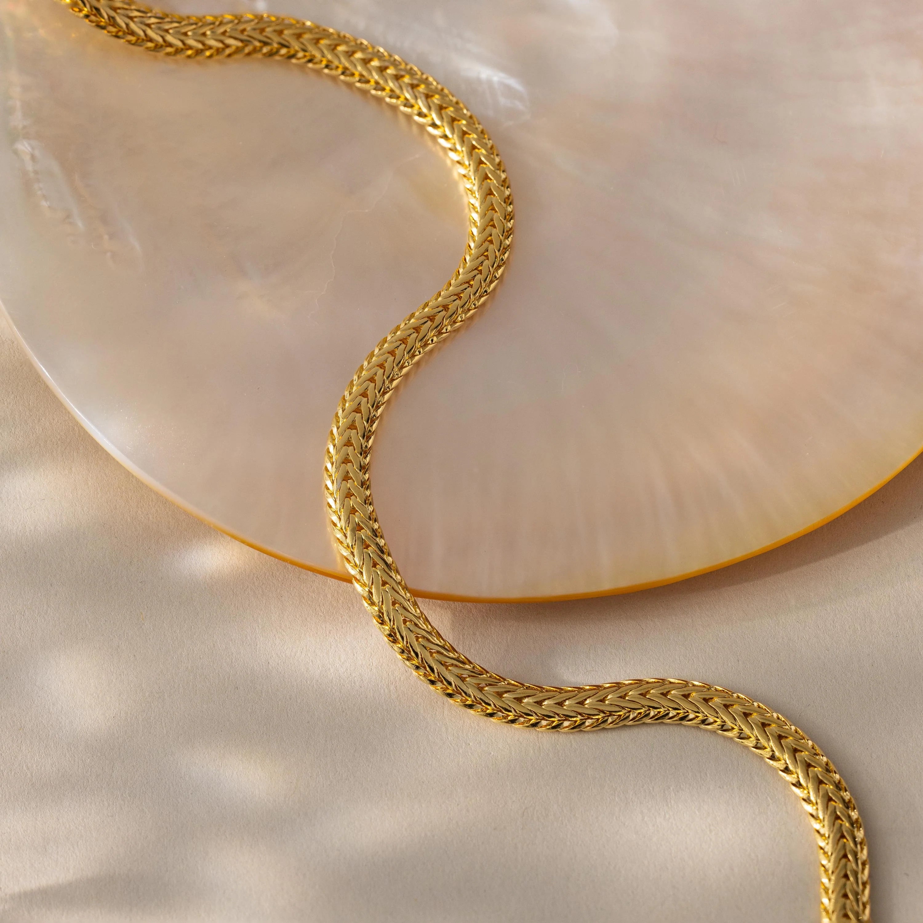 Thick Mesh Chain Necklace Silver 18K Gold Plated