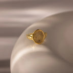 Organic Fingerprint Signet Ring Silver 18K Gold Plated