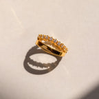 Wave Diamond Duo Ring Silver 18K Gold Plated