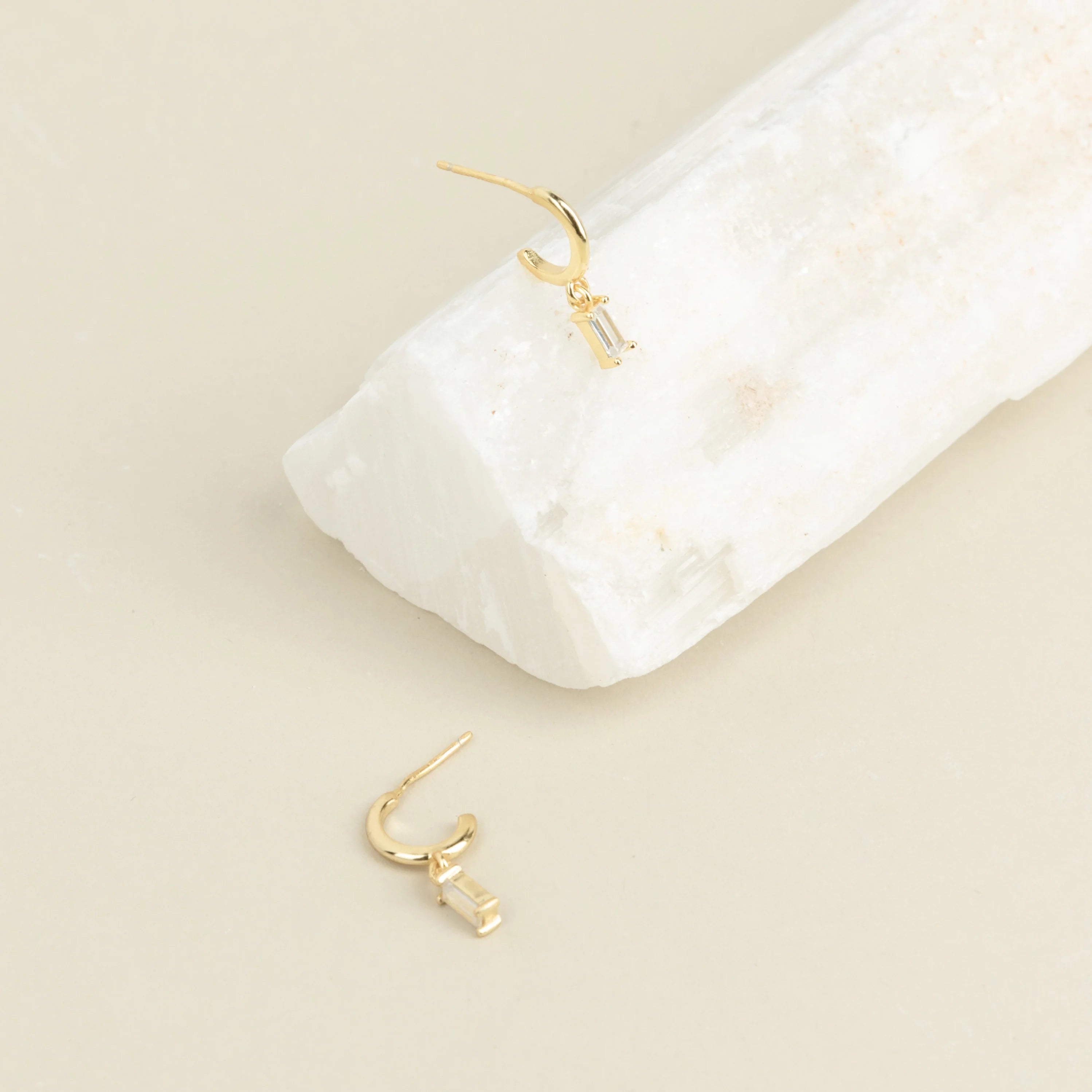 Lys Baguette Hoops Silver 18K Gold Plated