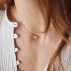 Pave Heart Charm Necklace Silver 18K Gold Plated