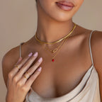 Little Red Heart Necklace  Silver 18K Gold Plated