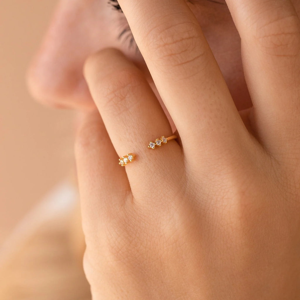 Serafina Diamond Ring Silver 18K Gold Plated