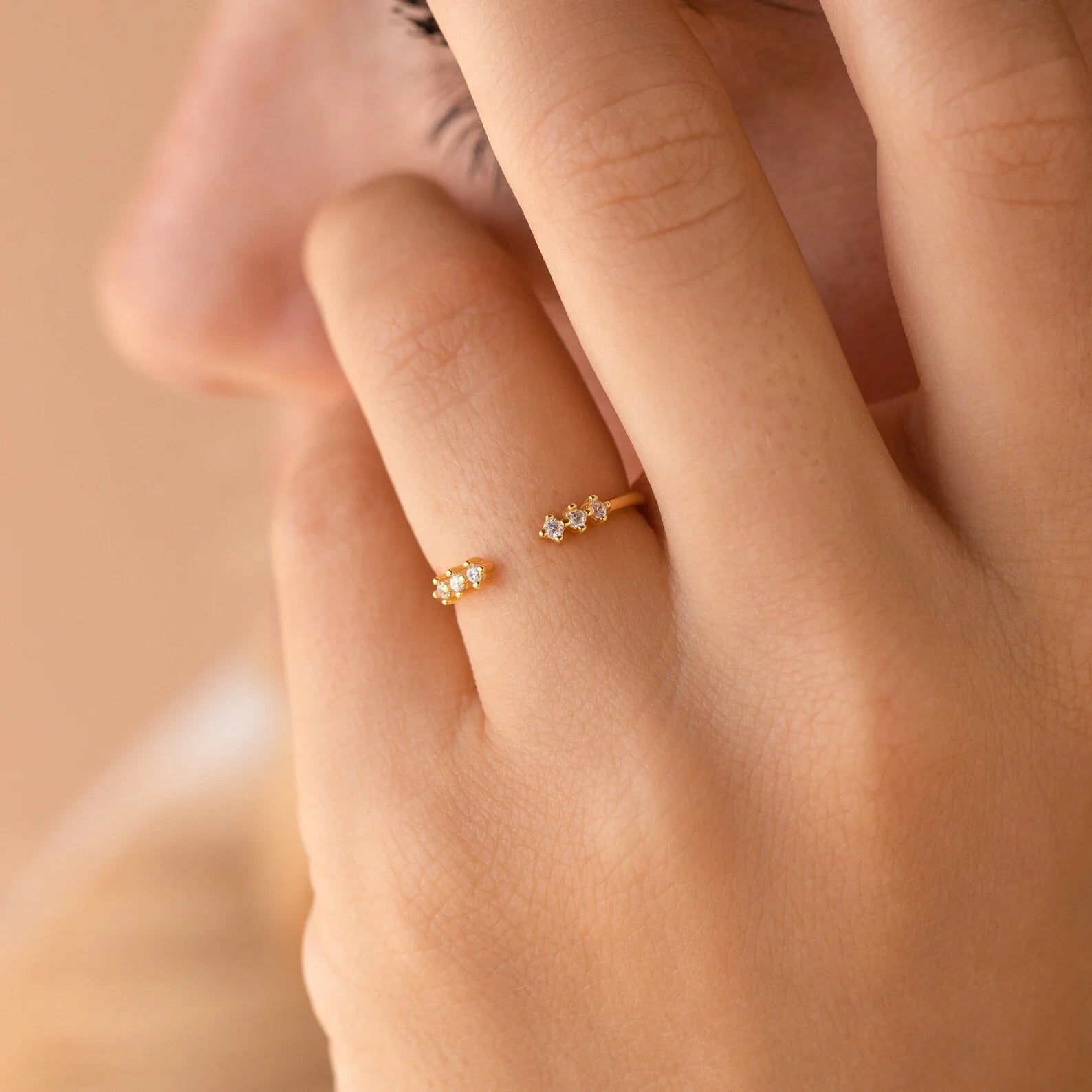 Serafina Diamond Ring Silver 18K Gold Plated