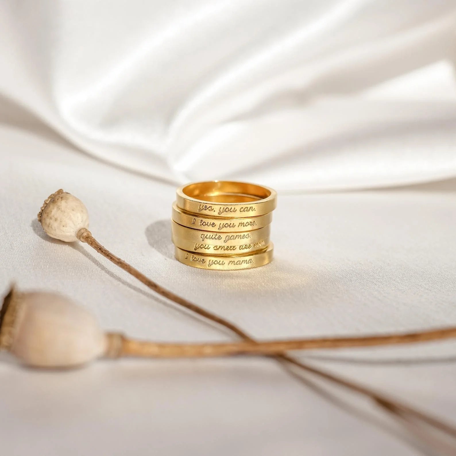 Ann Thin Message Ring Silver 18K Gold Plated