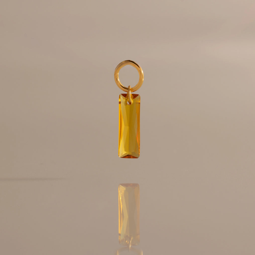 Baguette Cut Topaz Charm Silver 18K Gold Plated