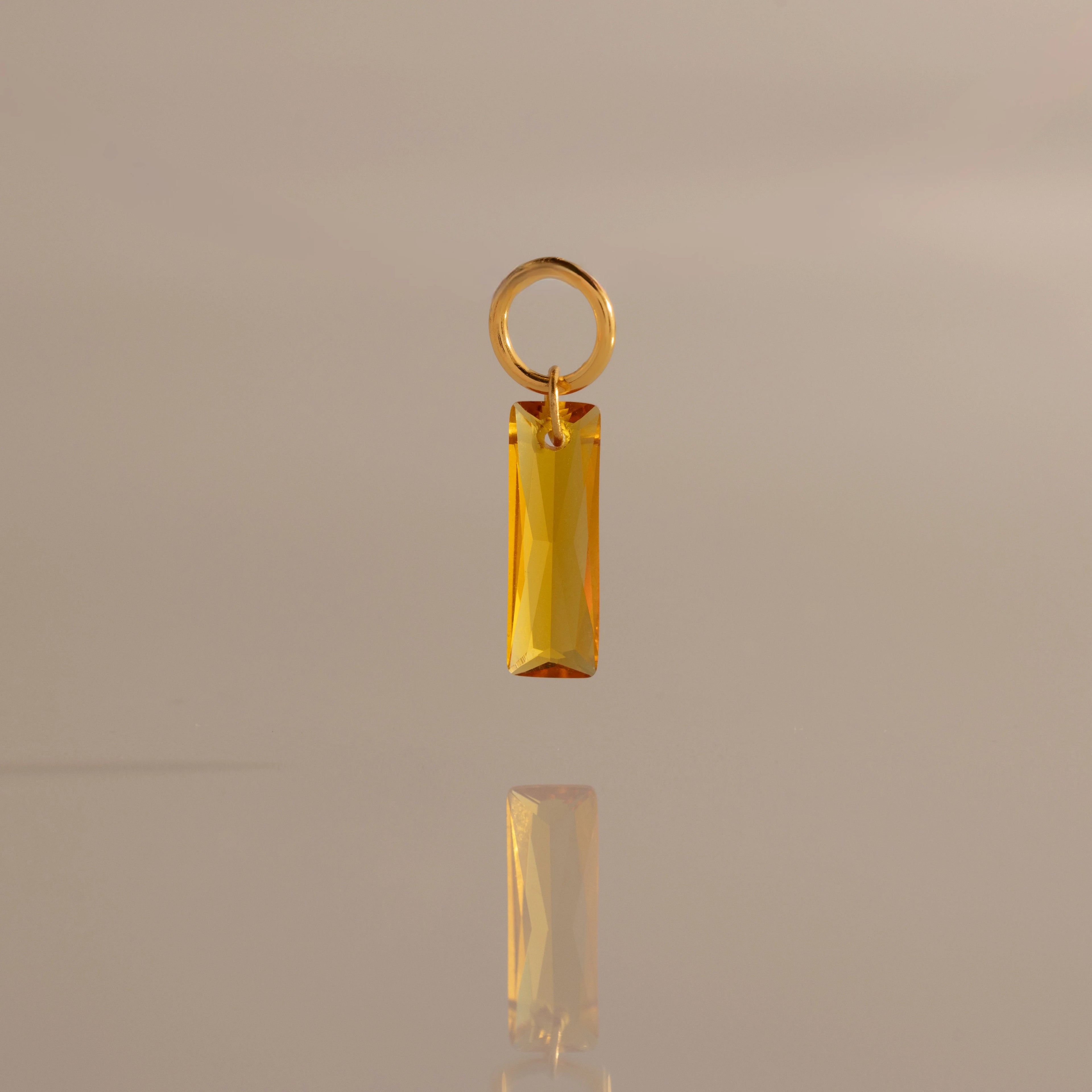 Baguette Cut Topaz Charm Silver 18K Gold Plated