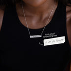 Handwriting Bar Necklace Silver 18K Gold Plated