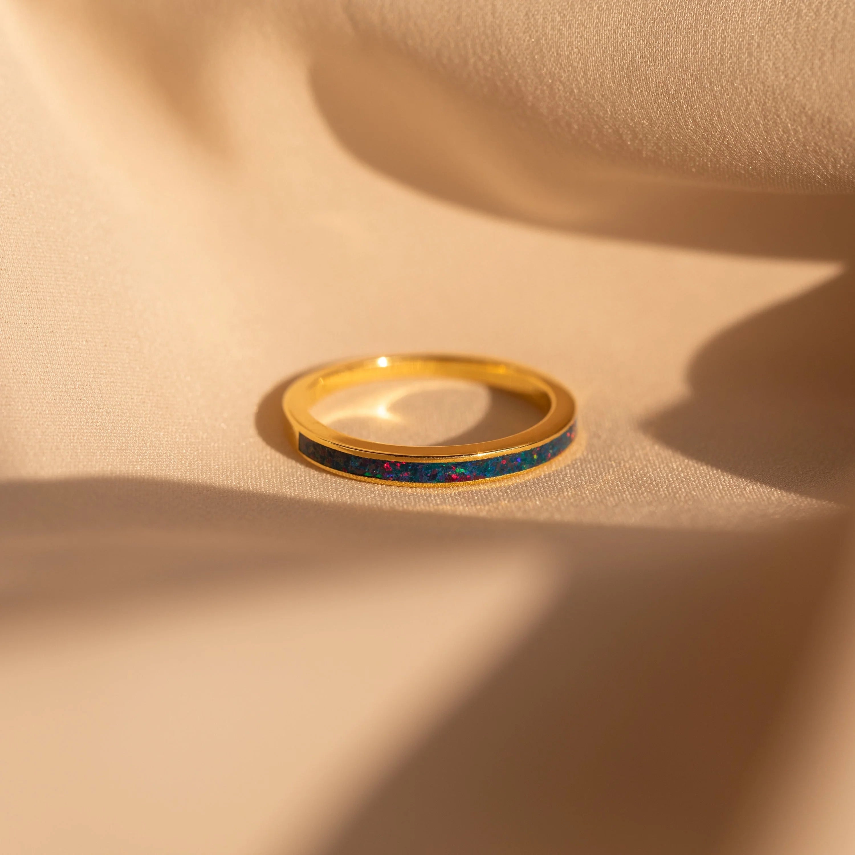 Indigo Opal Inlay Band  Silver 18K Gold Plated