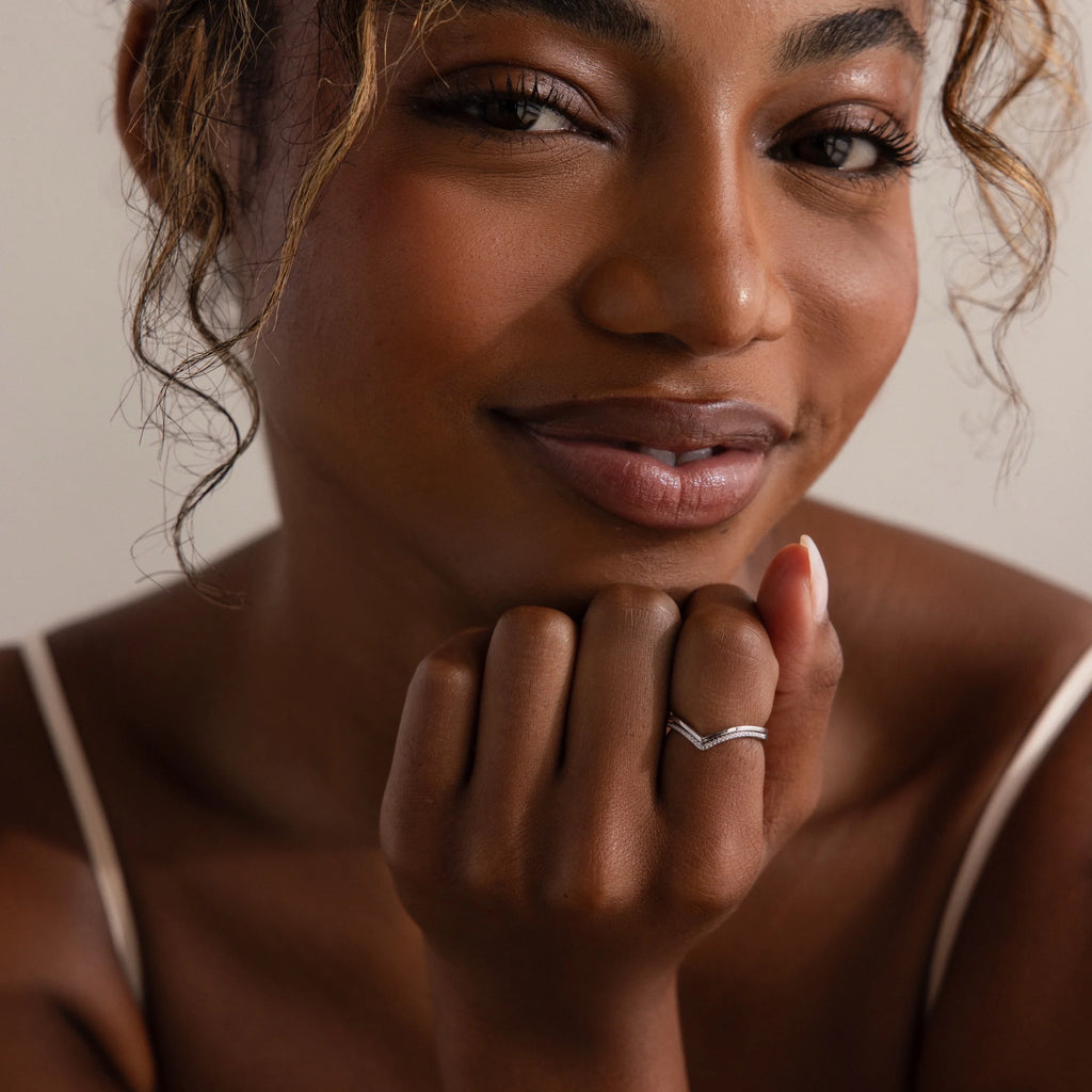 Pave Curve Stacking Set Silver 18K Gold Plated