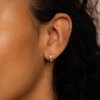 Marquise Cut Inlay Huggies Silver 18K Gold Plated