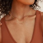Linked Charm Necklace and Earrings Set Silver 18K Gold Plated