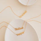 Maine Kid's Name Necklace Silver 18K Gold Plated