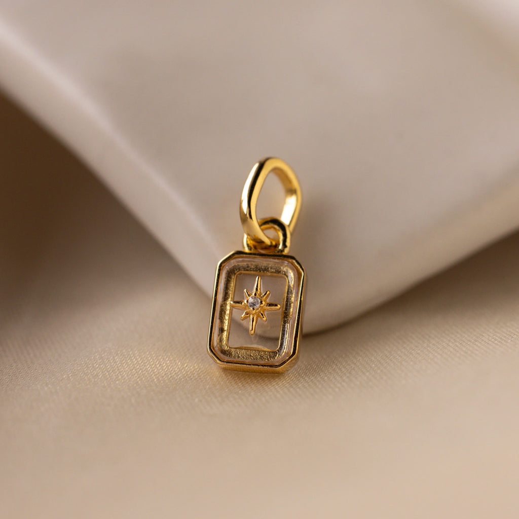 North Star Diamond Charm Silver 18K Gold Plated