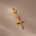Diamond Drop Cross Charm Silver 18K Gold Plated