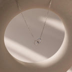 Diamond Interlocking Circle Necklace Silver 18K Gold Plated