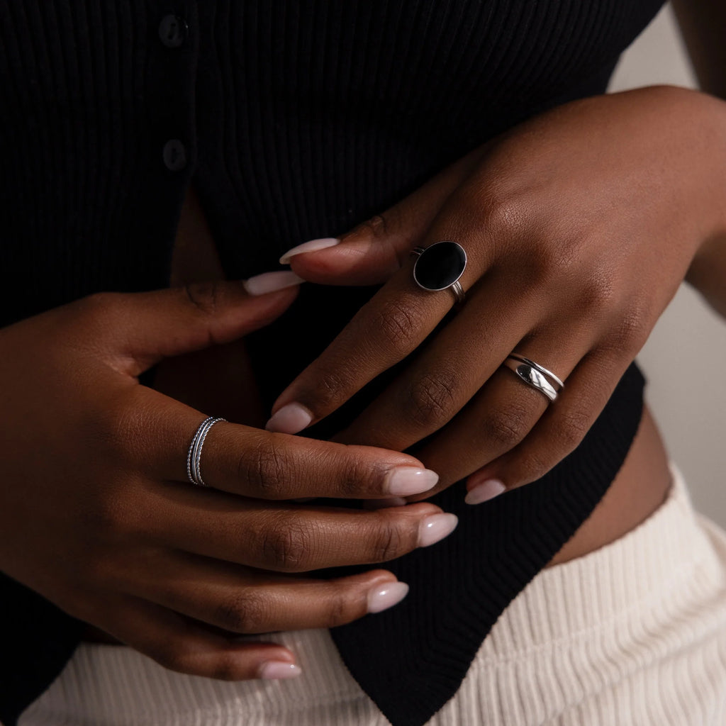 Duo Curve Ring Set Silver 18K Gold Plated