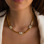 North Star Opal Trio Necklace Silver 18K Gold Plated
