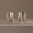 Duo Pave Dome Studs Silver 18K Gold Plated