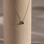 Emerald Pink Tourmaline Necklace Silver 18K Gold Plated