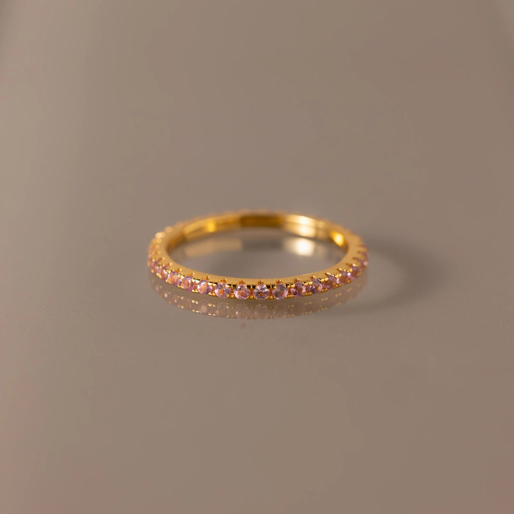 Endless Eternity Pink Tourmaline Ring Silver 18K Gold Plated