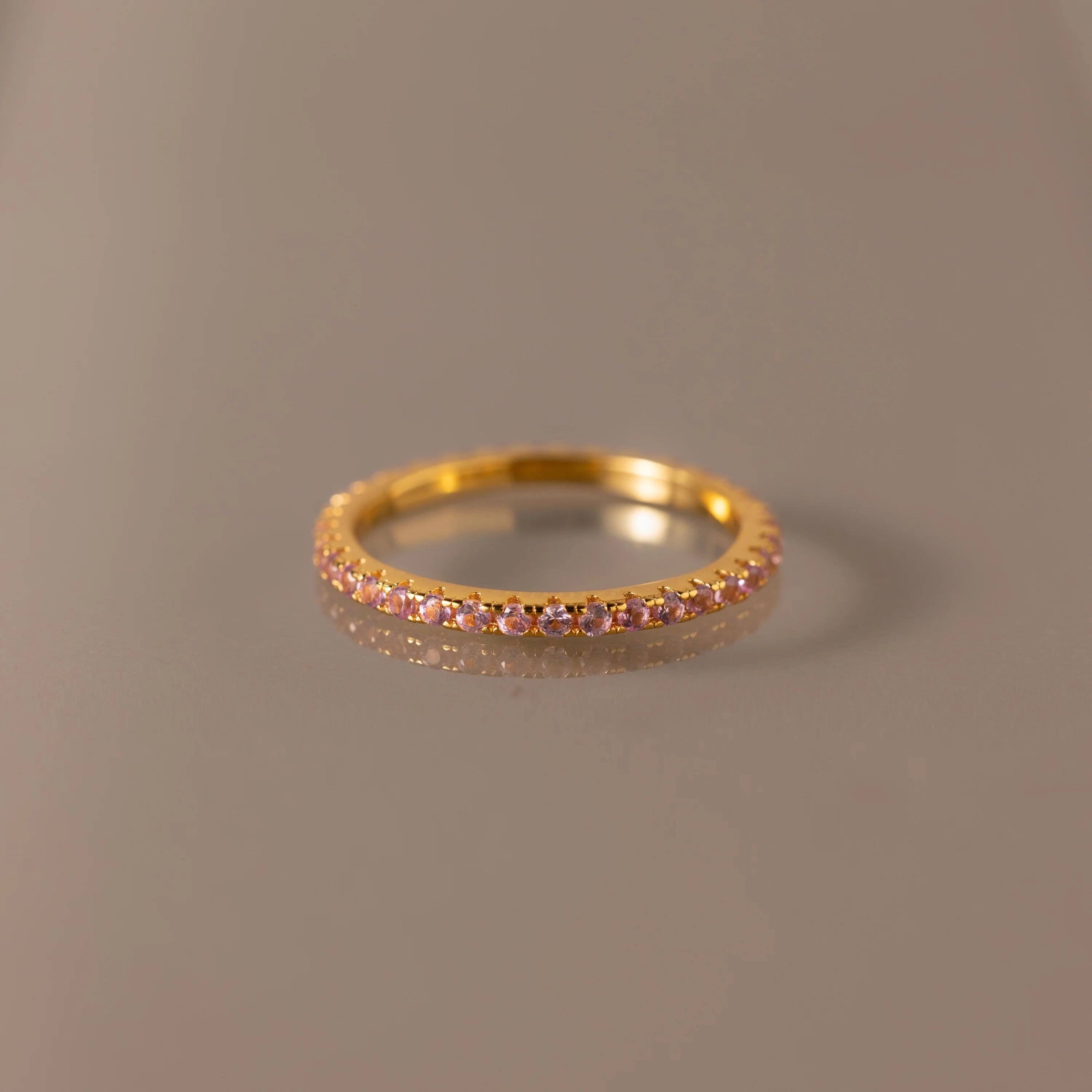 Endless Eternity Pink Tourmaline Ring Silver 18K Gold Plated