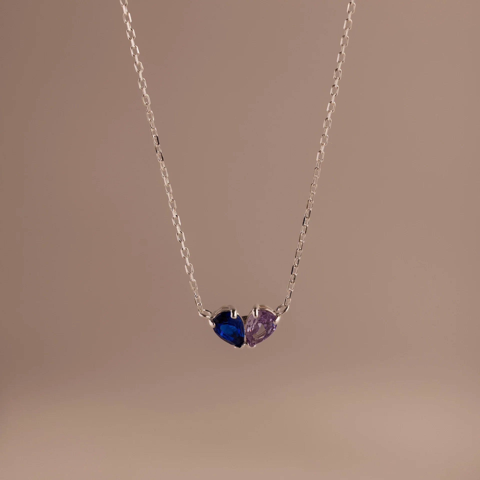 Toi et Moi Teardrop Heart Necklace  Silver 18K Gold Plated