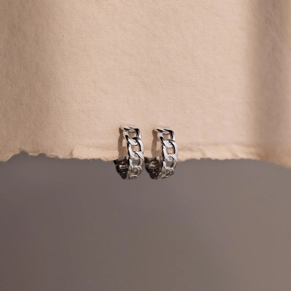 Curb Huggies Silver 18K Gold Plated