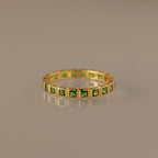 Eternity Bezel Emerald Ring Silver 18K Gold Plated