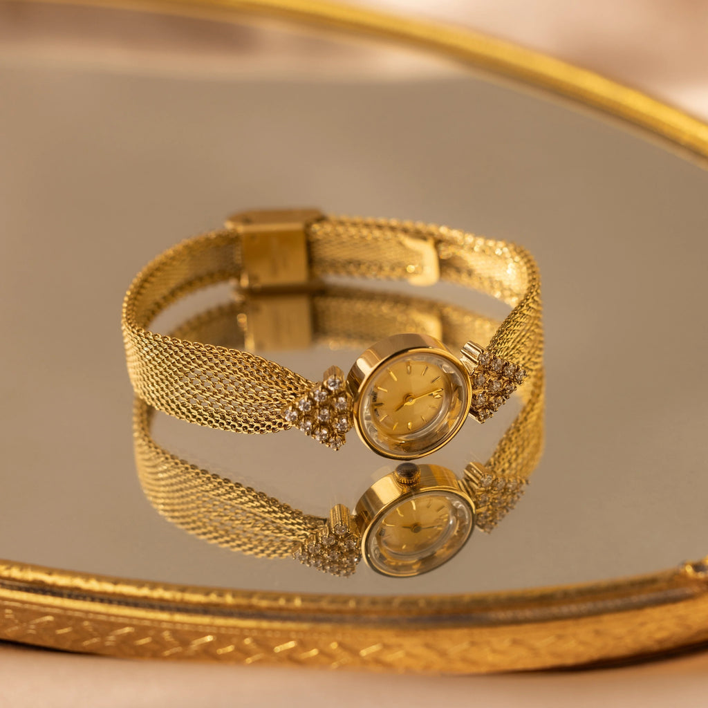 Diamond Mesh Timepiece Silver 18K Gold Plated