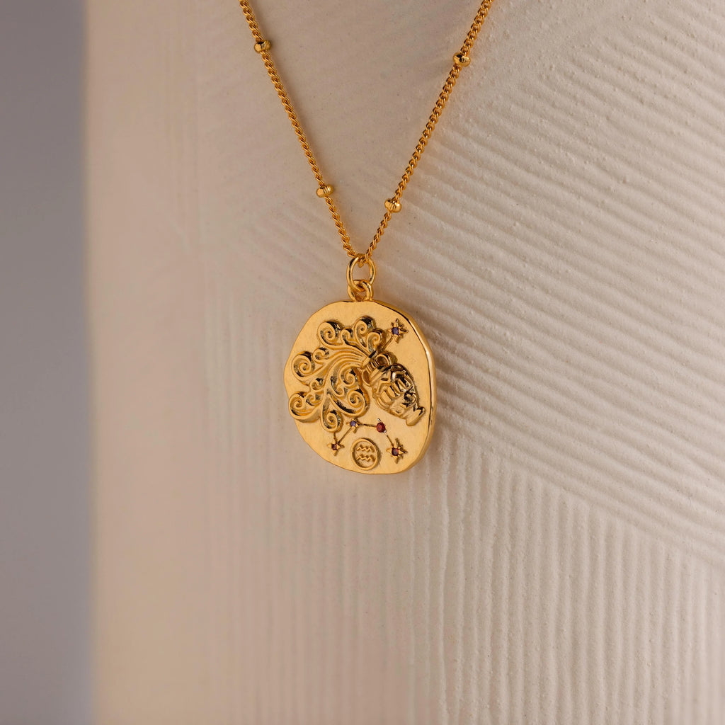 Zodiac Coin Necklace Silver 18K Gold Plated