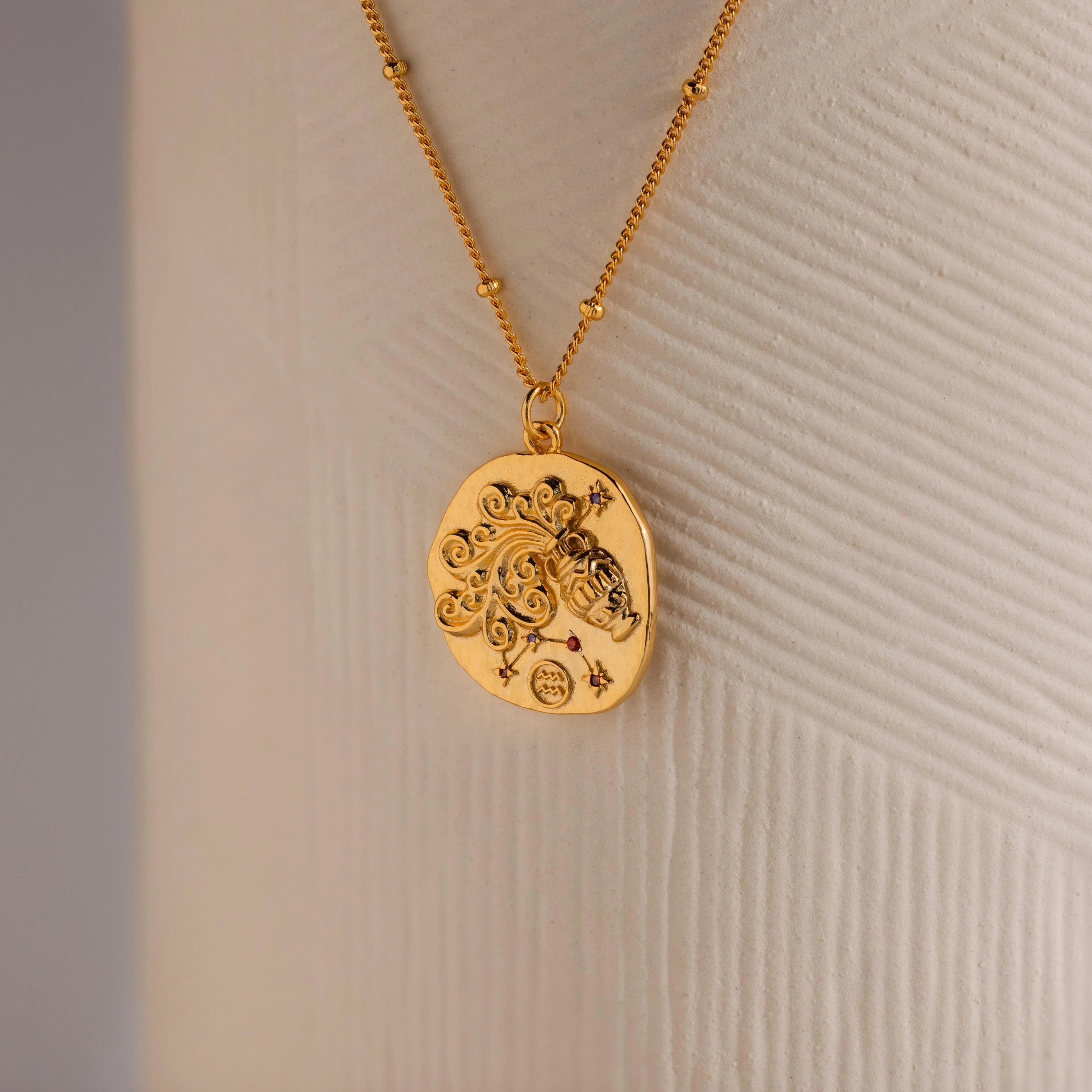 Zodiac Coin Necklace Silver 18K Gold Plated