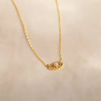 Amaryllis Pave Evil Eye Necklace Silver 18K Gold Plated