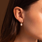 Diamond Pearl Droplet Earrings Silver 18K Gold Plated