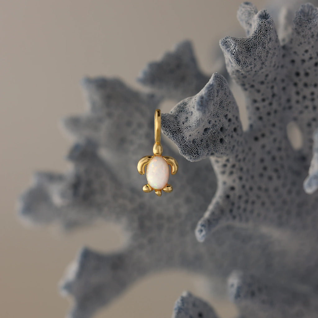 Opal Sea Turtle Charm Silver 18K Gold Plated