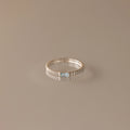 Ribbed Aquamarin Ring Silver 18K Gold Plated