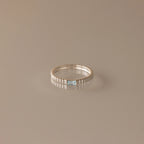 Ribbed Aquamarin Ring Silver 18K Gold Plated