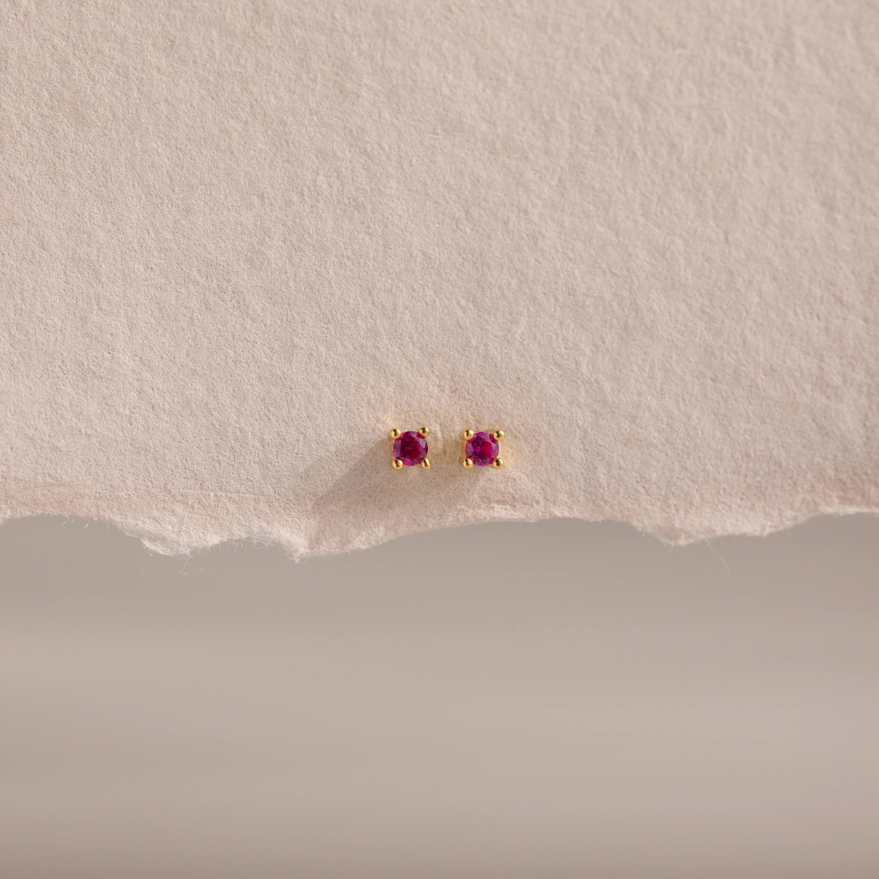 Dainty Birthstone Flatback Studs Silver 18K Gold Plated