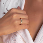 Diamond Agate Statement Ring Silver 18K Gold Plated