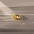 North Star Diamond Signet Ring Silver 18K Gold Plated