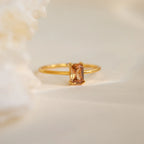 Citrine Emerald Ring Silver 18K Gold Plated