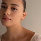Diamond Chain Drop Earrings Silver 18K Gold Plated