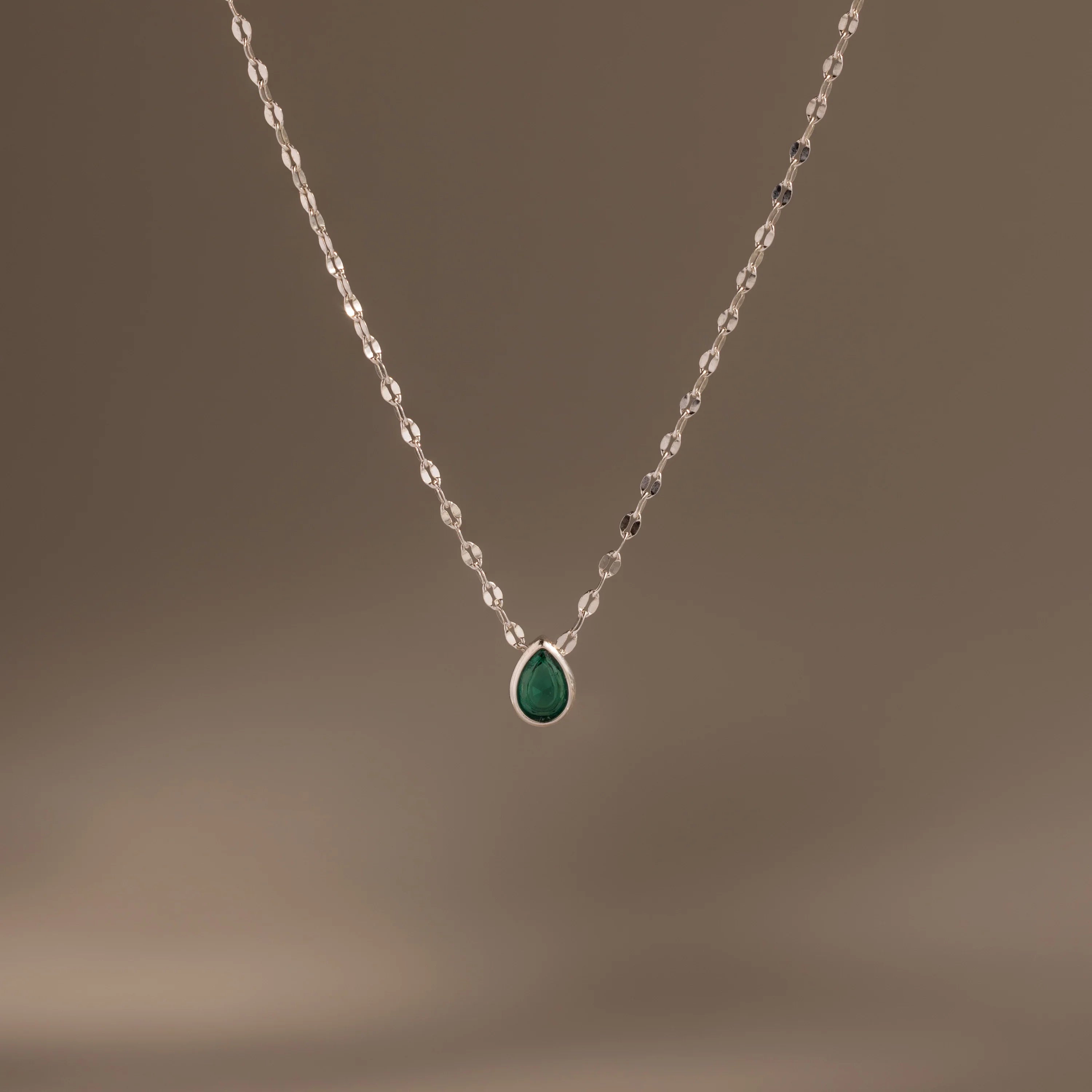 Multiple Teardrop Birthstone Necklace Silver 18K Gold Plated