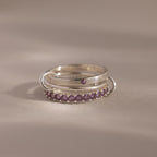 Triple Linked Alexandrite Ring Set Silver 18K Gold Plated