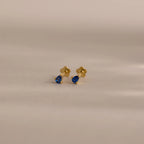 Teardrop Sapphire Flatback Studs Silver 18K Gold Plated