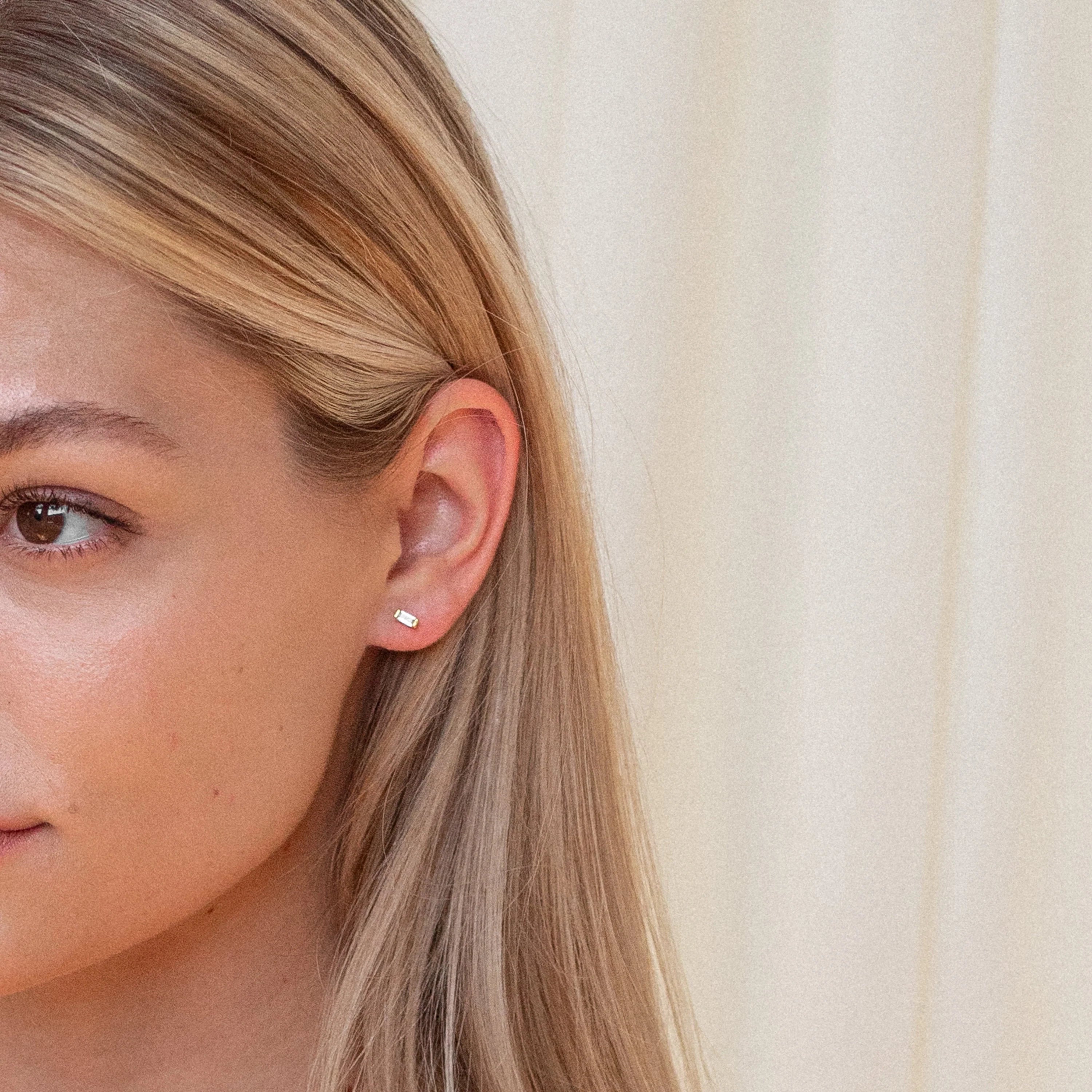 Baguette Diamond Stud Earring