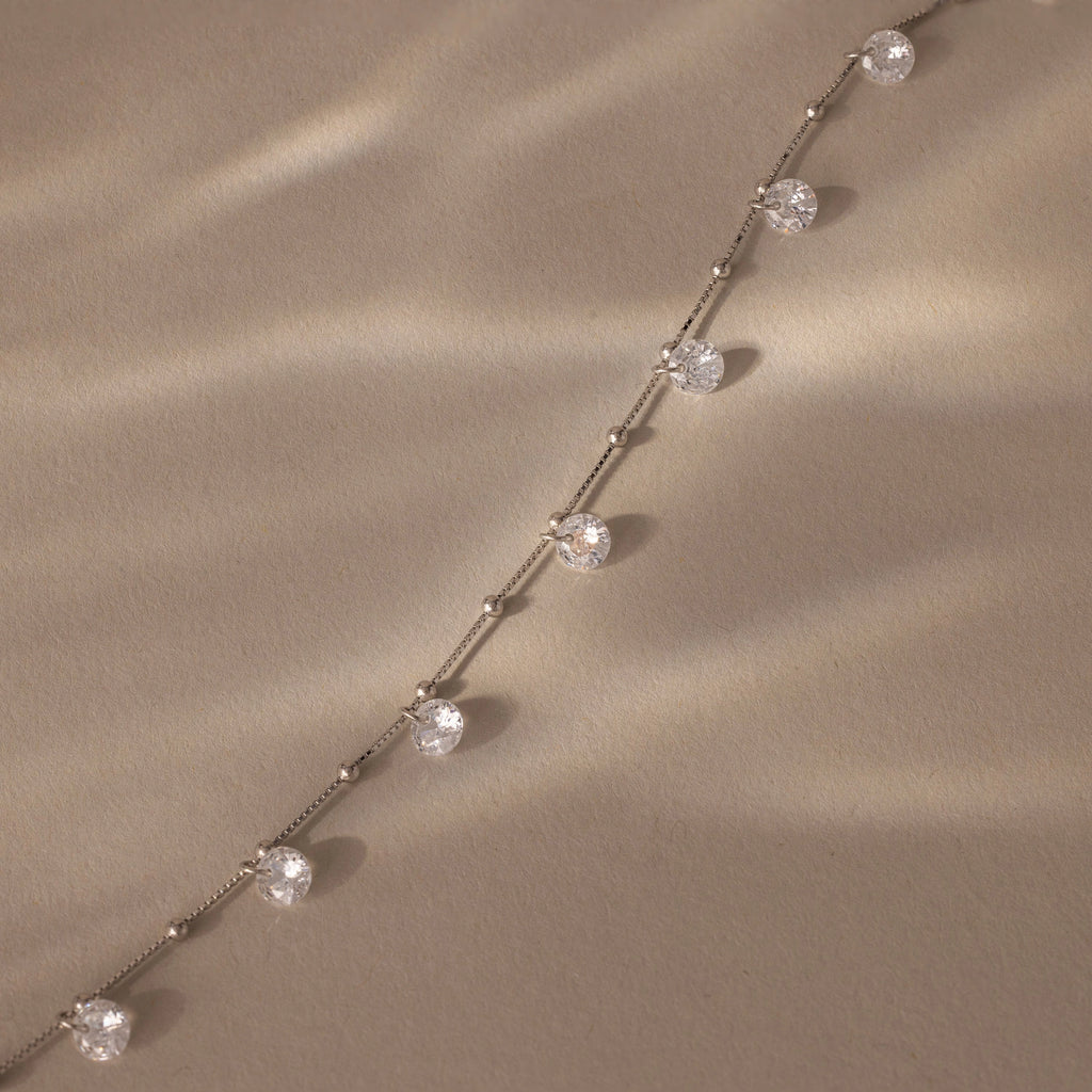 Satellite Diamond Necklace Silver 18K Gold Plated