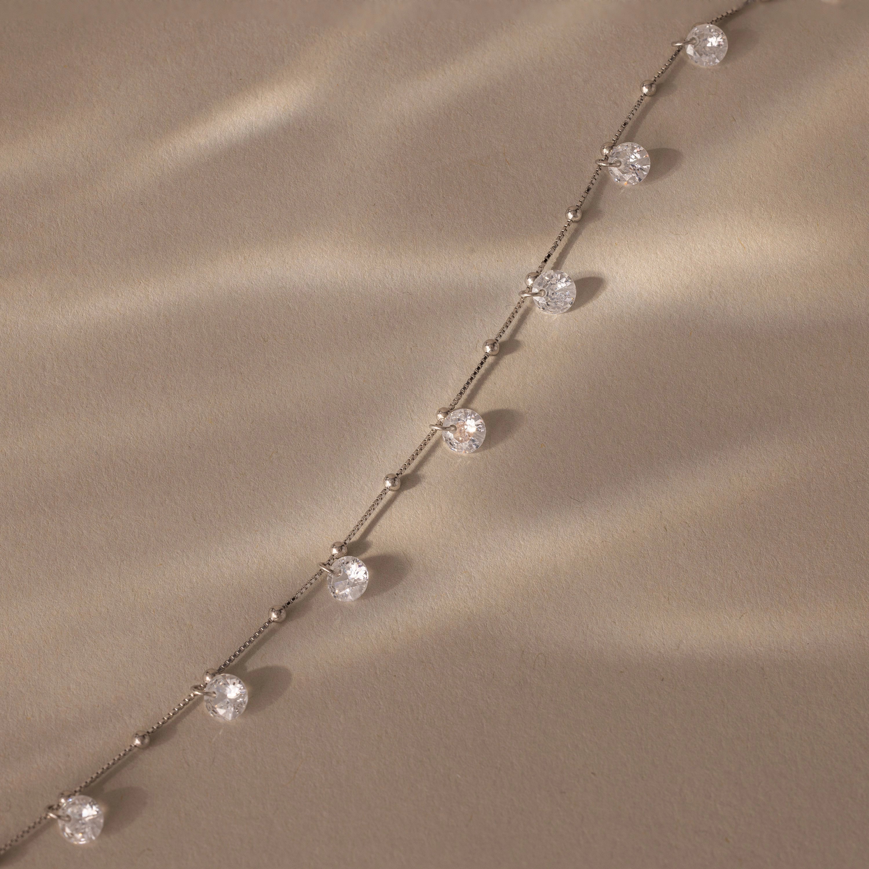 Satellite Diamond Necklace Silver 18K Gold Plated